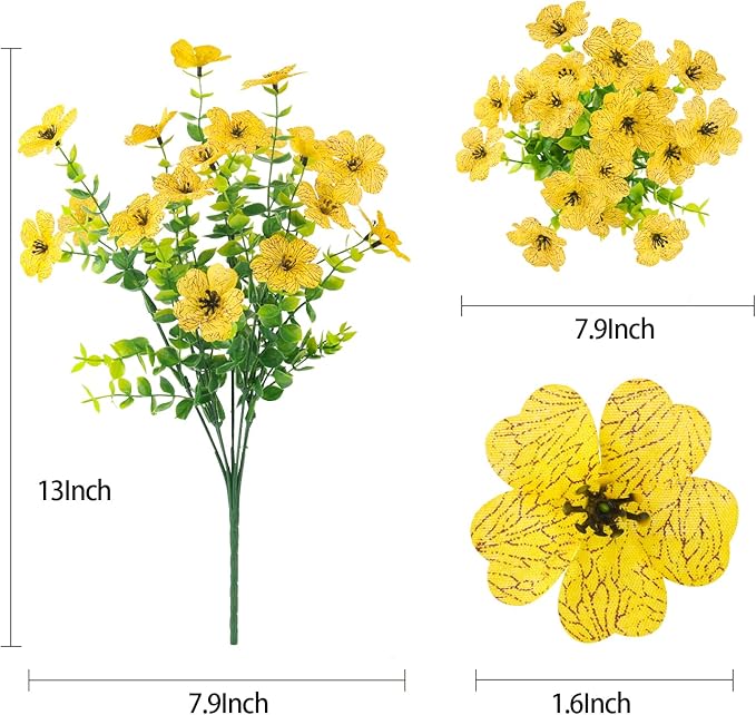 MACTING Artificial Flowers for Outdoors 12 Bundles Faux Outdoor Plants UV Resistant Fake Plastic Flowers No Fade for Planters Patio Porch Garden Home Indoor Outside Summer Decorations(Mix Color-2)