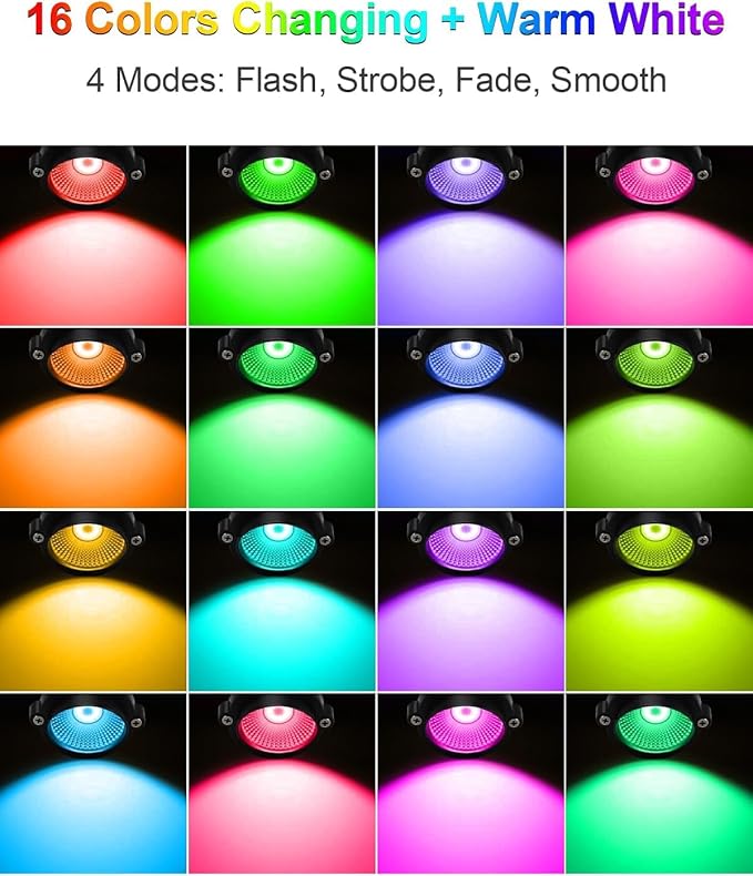 ZUCKEO 12W RGB Low Voltage Landscape Lighting Remote Control Color Changing Landscape Lights, Waterproof LED Outdoor Spotlight for Garden Pathway House Christmas Decor, 14 Pack with Connector