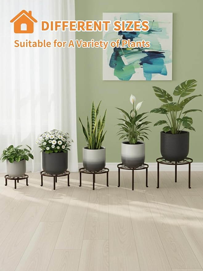 5-Pack Heavy Duty Flower Pot Stands Holder for Multiple Plant,Potted Plant Holder Round Plant Shelf for Planter for Living Room,Garden Home