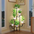 Corner Plant Stand with Grow Light - 6 Tier Plant Stand Indoor Square Metal Plant Shelf with Adjustable Light, Plant Organizer for Living Room, Graden, Home Decor (Brown)