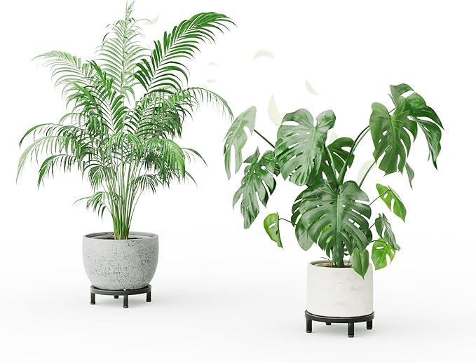 Zhongma 2 Pack 8.7" Fully Assembled Sturdy Potted Plant Stand Flower Pot Holder Heavy Duty Construction, Low Plant Stand for Home Indoor and Outdoor, Sturdy plant riser and saucer without Installation Required