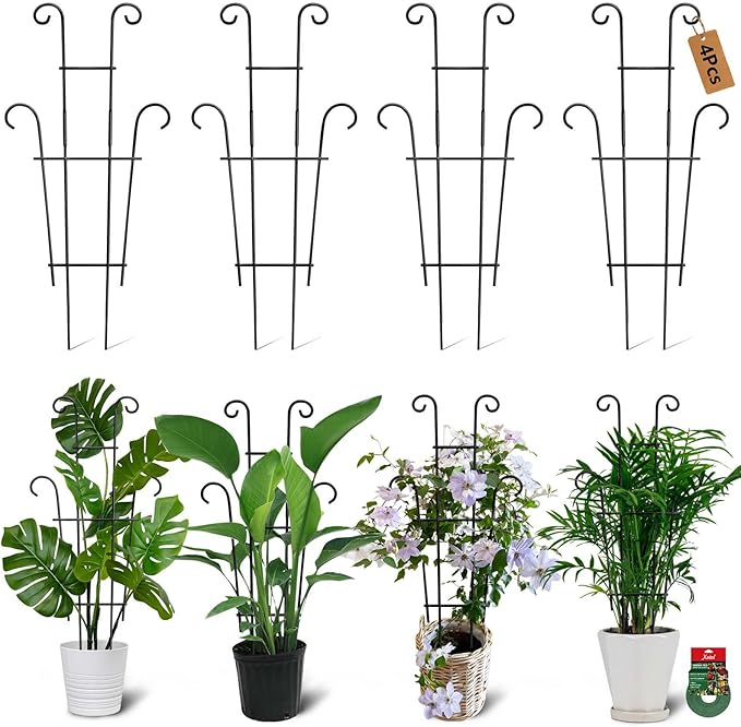 4P Plant Trellis for Potted Plants, Larger 23in Garden Trellis for Climbing Plants Indoor Outdoor, Rustproof House Plant Support Stakes for Pothos Hoya Ivy Flower