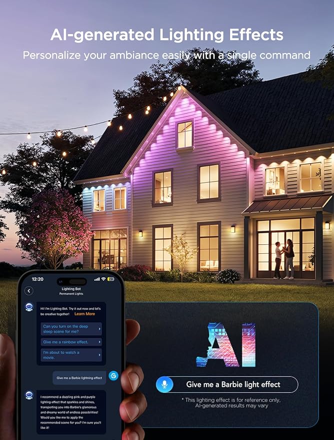 Govee Permanent Outdoor Lights 2, 150ft RGBIC Outdoor Lights with 108 LED Lights, IP67 Waterproof, 100 Scene Modes with 40lm White for Outdoor Decorations, Works with Alexa, Google Assistant, Black