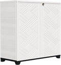 ZZM Indoor/Outdoor Storage Cabinet Waterproof, 34"x15"x34" Plastic Outdoor Storage Box for Garden Balcony Bathroom, All Weather Outdoor Storage Clearance, DIY Usage, with 1 Shelf (White)