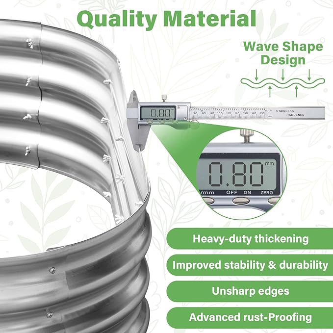 TATAANTY Galvanized Raised Garden Bed for Outdoor: 4X2X1ft Durable Metal Vegetable Plant Container Kit - Oval Planter Box for Gardening Flower Trough