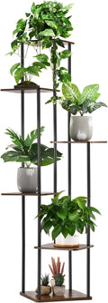 6 Tier Plant Stand Indoor Outdoor, Wood Metal Corner Shelf, Multiple Flower Pot Rack Holder Shelves, Planter Shelf Display Storage Organizer for Patio Living Room Balcony (Black)
