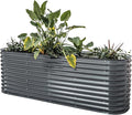 32" Extra Tall Raised Garden Bed Kits, 2 x 8 x 2.7ft Raised Planter Box Outdoor, 3.5 x 6.5 x 2.7ft Deep Root 9 in 1 Modular Metal Raised Beds for Gardening Vegetables Flowers Fruits - Modern Gray
