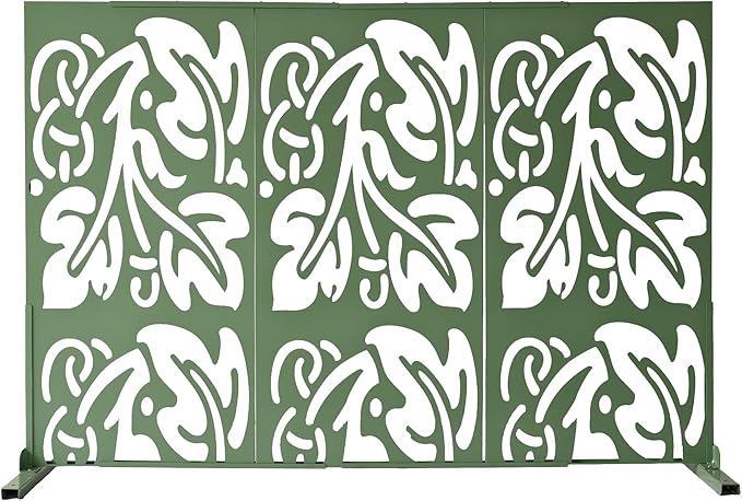 Oakland Living 6 ft. X 4 ft. Green Freestanding Metal Privacy Screen Room Divider