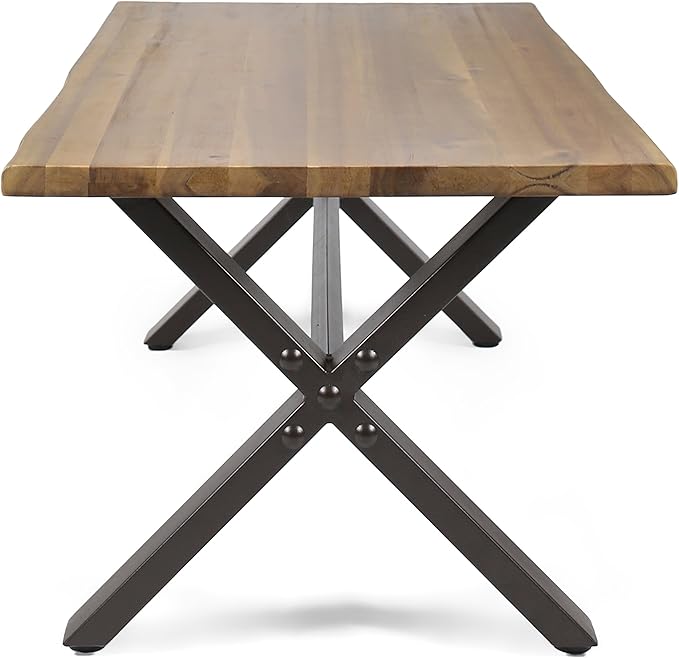 Christopher Knight Home Sanibel Outdoor Acacia Wood Coffee Table, Teak Finish / Rustic Metal,Black and Brown