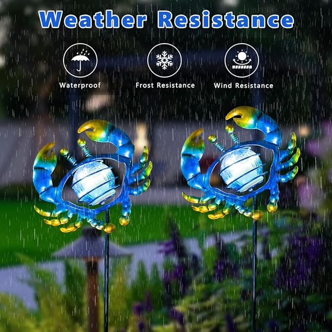 Outdoor Garden Solar Lights,Crab Outdoor Figurine Lights with Stakes,Waterproof Decorative Solar Decor for Patio,Yard,Lawn,Decorative Garden Stakes Present for Mom Women