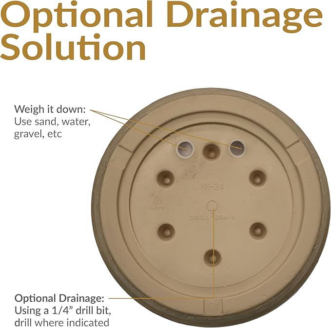 Sunnydaze 24-Inch Anjelica Large Plastic Pot for Plants - Outdoor Double-Walled Large Plastic Planter with Drillable Drainage Holes - Beige
