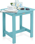 Y&M Outdoor Side Table, HIPS Adirondack Small Single Table, Waterproof Square Outside Table, Balcony Modern End Tables for Patio, Pool, Beach, Porch, Deck, Indoor or Outdoor Use, Light Blue