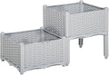 Outsunny 2 Piece Raised Garden Bed with Legs, Planter Box Raised Bed to Grow Flowers, Herbs & Vegetables, Gray