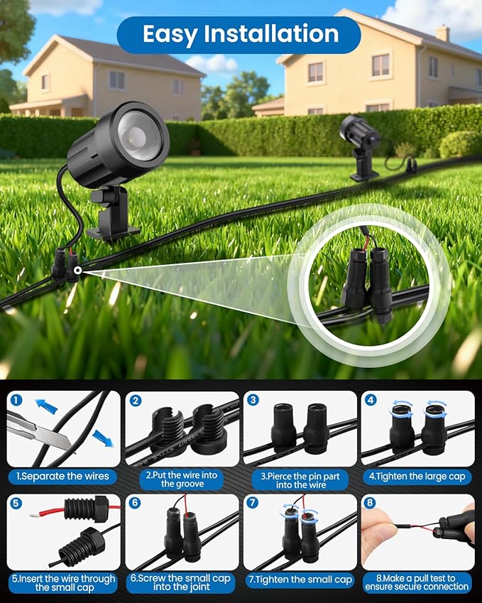 ZZXX 3W Low Voltage Landscape Lighting with Connectors LED Landscape Spotlights Waterproof Low Voltage Landscape Lights 2700K Warm White Spot Lights Outdoor for Tree Garden Yard Pathway, 4 Pack