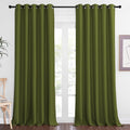 NICETOWN Patio Blackout Curtain Panels - Extra Wide Sliding Door Thermal Insulated Drape, Privacy Room Divider Curtain for Bedroom Office (Olive Green, 66 x 118 Inch Long)