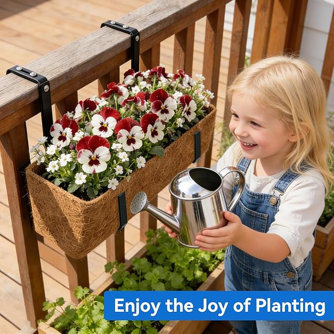 Halatool 2-Pack Adjustable Window Box Bracket, Heavy Duty Wall Mount Planter Holder for Outdoor Window Flower Boxes on Balcony, Porch, Fence and Patio