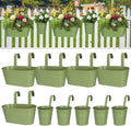 HowRU Metal Iron Flower Pots for Railing Fence Hanging Bucket Pots(5 Pcs) and Hanging Flower Pots Metal Iron Bucket Planter(10 Pcs) (Green)
