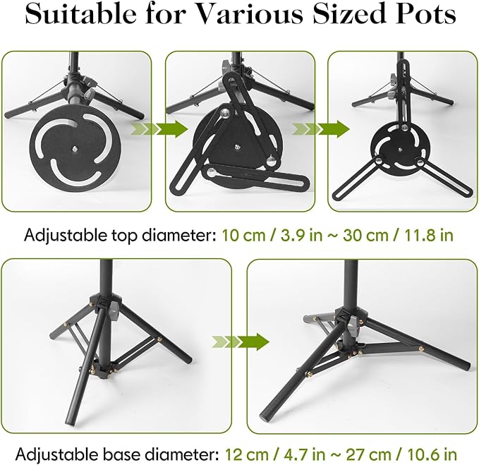 AZEAM Adjustable Plant Risers for Inside Pots, 2 PCS Planter Inserts Fillers for Large Flower Pots, Height Planter Lifter Stand for Outdoor Indoor Plants, 13"- 24" Raise with 4"-12" Top Support