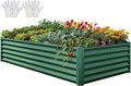 YITAHOME 8x4x1.5ft 2pcs Large Raised Garden Bed Kit, Galvanized Metal Planter Box with Gloves, Ground Nails & Safety Rubber, Outdoor Above Ground Planters for Plants Vegetables Flowers, Green