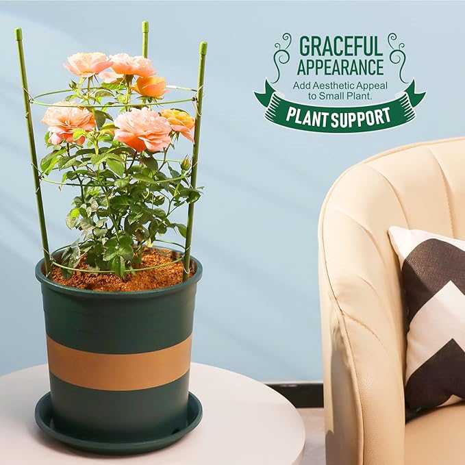 LEOBRO Tomato Cage, 2 PCS Small Plant Support Cage Rust Resistant Garden Ring Stake Plant Support for Tomato, Trellis, Climbing Plant, Flower, Plant Cages for Small Plants,17.7" H