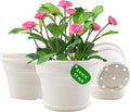 11 Inch Plastic-Flower-Pot-for-Indoor-Plants, 4 Pack Large Outdoor Planter Pot with Drainage Holes & Saucers, Resin Decorative Garden Pots Planters