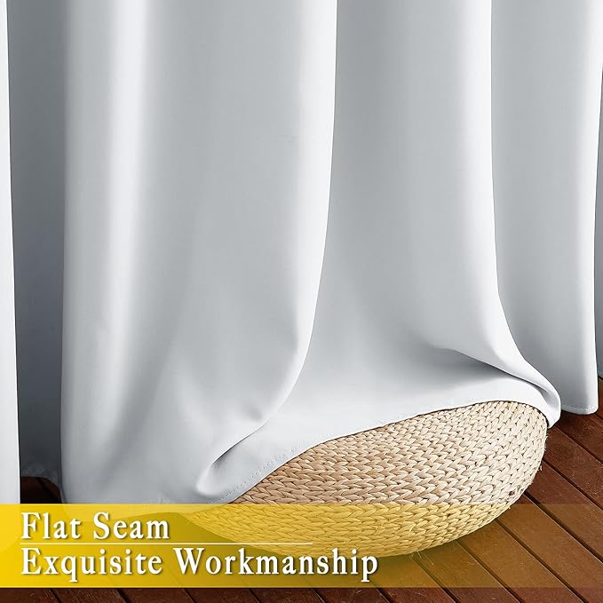 NICETOWN Greyish White Sliding Door Curtain 118 inch Length, Grommet Room Darkening Thermal Curtain Extra Long Sound Dampening for Living Room/Bedroom, W80 x L118, 1 Panel