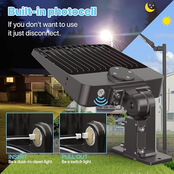 HYPERLITE LED Parking Lot Light - 200W 30000LM 5000K Led Parking Lot Lights Outdoor Dusk to Dawn - Wall Mounted Commercial Led Flood Light for Street Garage Barn Roadways Driveways Pond- 2PACKS