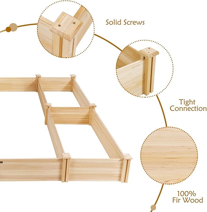 Giantex U-Shaped Raised Garden Bed, Wood Raised Garden Planter Box for Vegetables and Flowers, Easy Assembly, Garden Container for Backyard, Patio, Balcony (92.5" Lx95 Wx11 H)