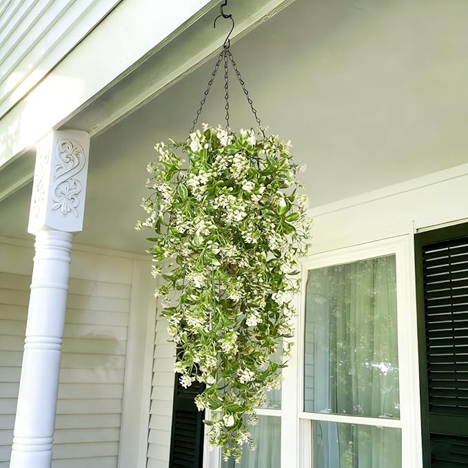 Waipfaru 4pcs Fake Hanging Plants, Artificial Hanging Flowers Faux Ivy Pothos Vines Greenery for Wall Home Bedroom Living Room Aesthetic Kitchen Office Aesthetic Kitchen Indoor Outdoor Decor