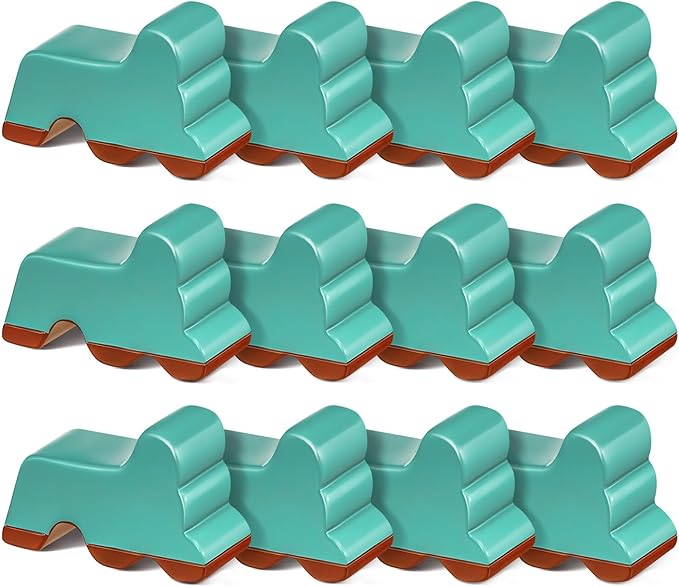 Kigeli 12 Pcs Resin Pot Feet for Outdoor Planters 3 Inch Long 1.5 Inch Tall Flower Handmade Elevator Plant Feet Frost Proof Lifter for 14-20 in Pot(Vintage Blue)