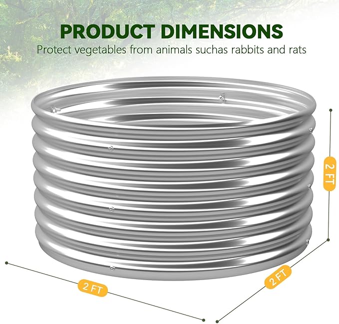 4 Pack Tall 2x2x2FT Round Raised Beds for Gardening, Corrugated Galvanized Steel Raised Garden Bed, Outdoor Metal Above Ground Garden Bed for Vegetables and Flowers