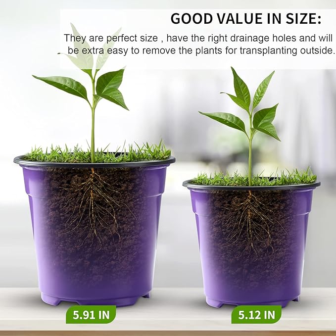 Oubest 30Pack Nursery Pots Plastic for Plants 5 inch Seedling Pots with Drainage Holes Multicolor Flower Seedling Transplanting