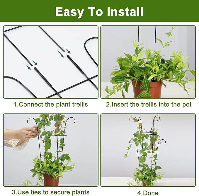 23in Plant Trellis Indoor, Trellis for Potted Plants with Butterfly, Garden Trellis Climber Support for Climbing Plants Pothos Hoya Vine