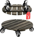 Idzo 2pack Wood Plant Caddy With Wheels Heavy Duty, 264 Lbs Capacity, 12 Inch Acacia Hardwood Plant Dolly, Plant Stand with 360° Lockable Wheels for Plant Pots, Heavy Objects Hauling - Black