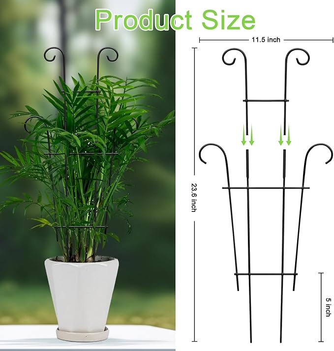 Plant Trellis for Potted Plants 2p, Larger 23in Garden Trellis for Climbing Plants Indoor Outdoor, Rustproof House Plant Support Stakes for Pothos Hoya Ivy Flower