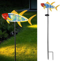 Yiosax-Solar Outdoor Lights Decorative-Yard Outdoor Decorative - Garden Stakes Fish Decorative Waterproof 7 LED Light Decor Ocean Beach Theme for Lawn Path Yard Decoration Gift Idea