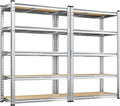 REIBII Garage Shelving, 5 Tier Storage Shelves Load 2400LBS, Adjustable Garage Shelving Heavy Duty, Metal Shelves Unit with Waterproof Columns, 35.5" W x 11.9" D x 72" H, Galvanized, 2 Pack