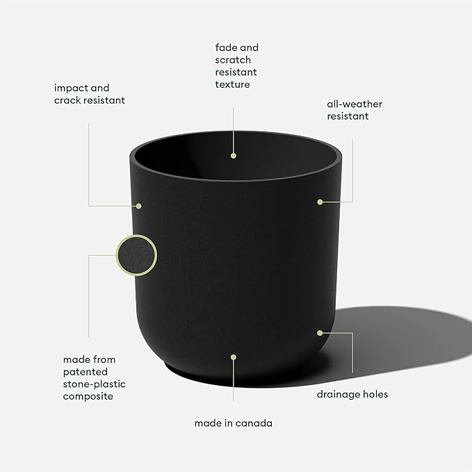 Veradek Mason Series Lima Planter - Round Planter for Indoor or Outdoor Porch/Garden | Made from Plastic-Stone Composite with Drainage Holes | Modern Décor for Succulents, Flowers, Small Plants
