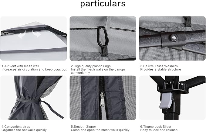 COOSHADE 11x11 Pop Up Gazebo Tent Outdoor Canopy Patio Shelter with Mosquito Netting(Dark Grey)