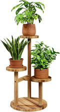 Bamworld 3 Tier Plant Stand Indoor, Corner Wood Plant Shelf for Multiple Plants, Small Tiered Round Flower Stand for Patio Garden Balcony Living Room Bedroom, Brown