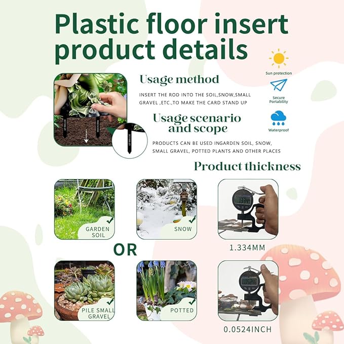 Fairy Garden Stake Decor, Acrylic 2D Garden Fairy Decoration, Fairy Garden Accessories for Outdoor Indoor Yard Lawn Pot Plants (Green Flower Fairy)