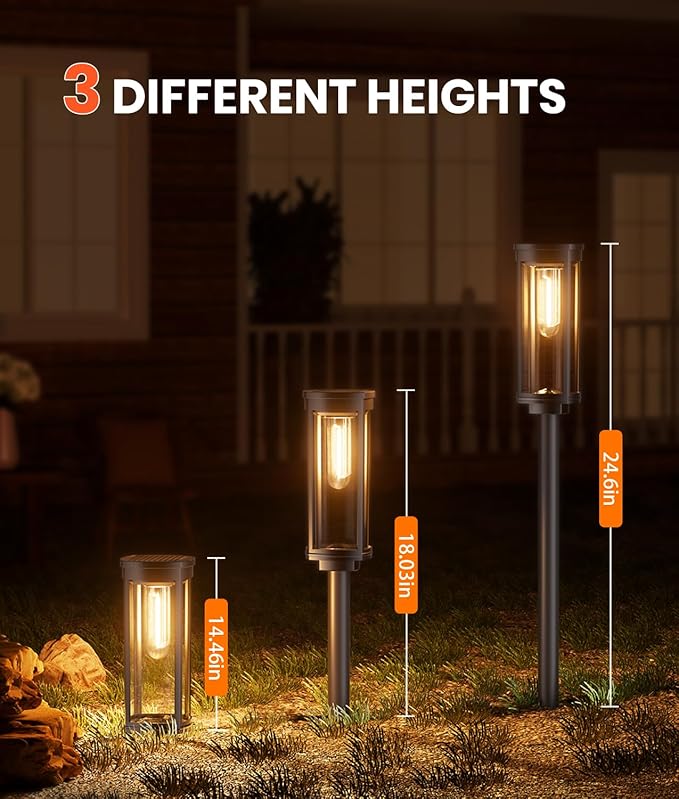 4 Pack Solar Pathway Lights Outdoor, Modern Super Brightness LED Solar Path Lights, IP65 Waterproof Garden Solar Powered Landscape Lighting for Outside Yard Garden Driveway Walkway Décor