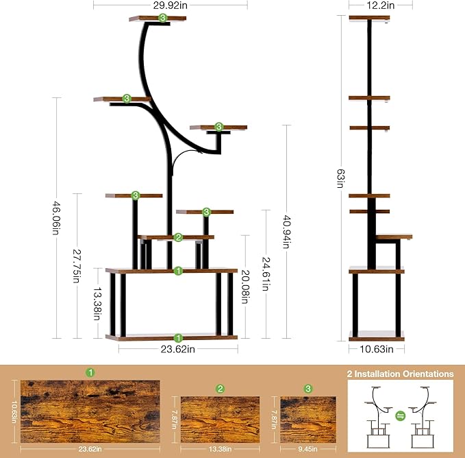 [2026 New Upgraded] Plant Stand Indoor with 4 Grow Lights & 3 Colors, 8 Tiered Corner Plant Shelf, 63" Tall Plant Stands for Indoor Plants Multiple, Metal Flower Display Shelves Holder for Home