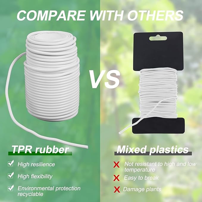Decoroca Soft Plant Ties for Support - 65.6' Reusable Waterproof Plant Wire, Garden Twist, for Indoor & Outdoor Plants and Home Organizing（1pc/White）