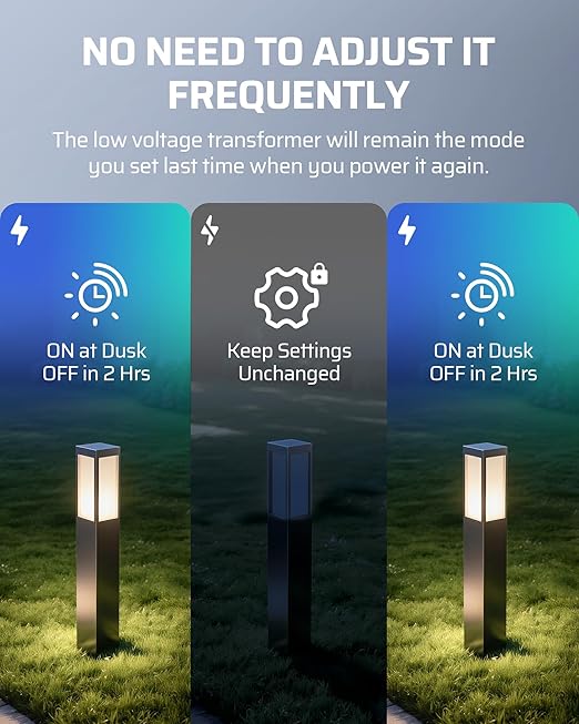 DEWENWILS 60W Low Voltage Landscape Transformer, 120V AC to 12V AC Outdoor Landscape Lighting, Dusk to Dawn Sensor & Timer, Weatherproof Low Voltage Transformer for Spotlights, Garden, Pathway