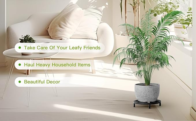 Zhongma 2 Pack 11.8" Fully Assembled Sturdy Potted Plant Stand Flower Pot Holder Heavy Duty Construction, Low Plant Stand for Home Indoor and Outdoor, Sturdy plant riser and saucer without Installation Required