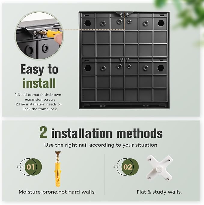 Wall-Mounted Vertical Garden Planter – Ready-to-Use Indoor Wall Planter with 4 Grow Pots – Perfect for Herbs, Succulents & Flowers – No Assembly Required(Black)