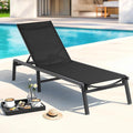 ONBRILL Aluminum Chaise Lounge Chair Outdoor, Foldable & Assembly Free Outdoor Lounge Chair with 5 Position Adjustable Backrest, Patio Pool Lounge Chairs for Outside Poolside Beach Lawn, 1PC, Black