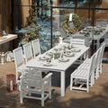 9-Piece Outdoor Dining Set for 8, 75.2'' HDPE Table with Umbrella Hole & Chairs, Weather-Resistant Patio Furniture for Lawn, Yard, Balcony, Deck (White)
