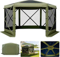 VEVOR Pop up Gazebo Screen Tent, 10 x 10 ft Large 6-Sided Camping Canopy Tent with Removable Top & Carry Bag, Quick-Set & Bite-Proof, Screen House Sun Shelter for 6-8 Persons Backyard Patio, Green